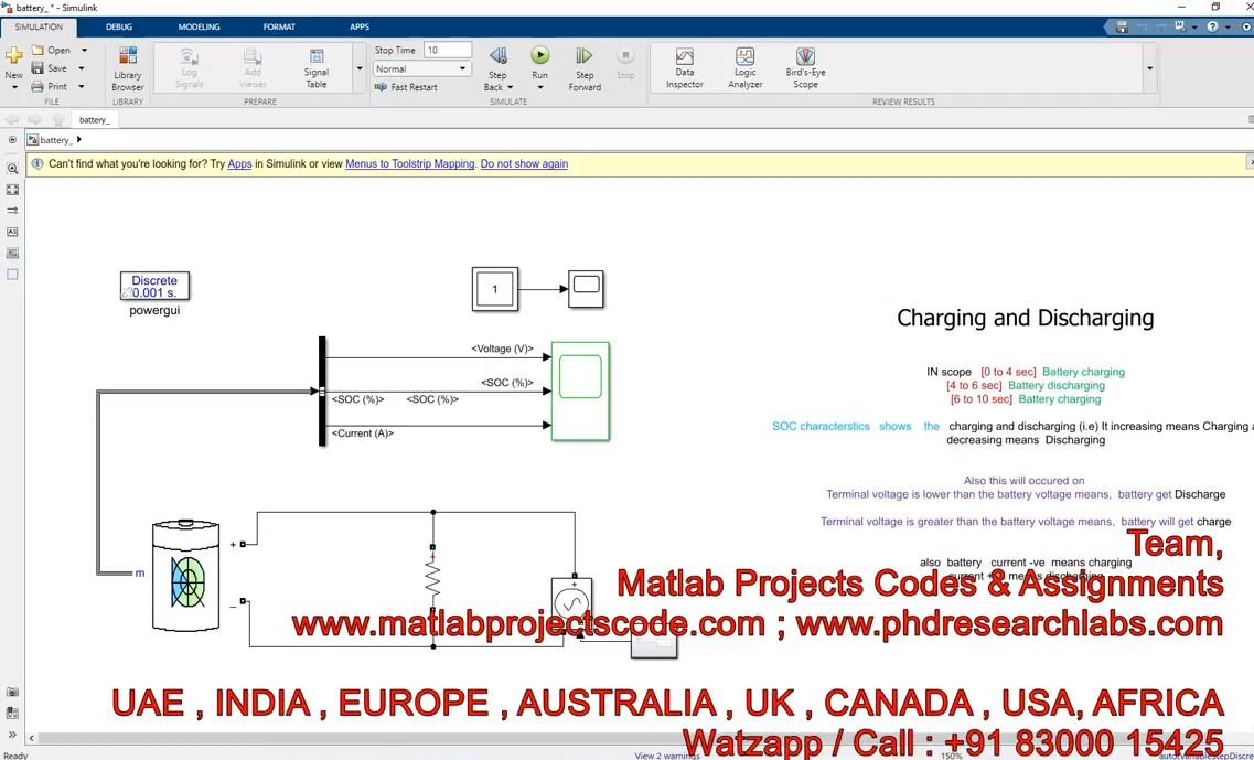 Battery Charging And Discharging Of The Model - Battery Soc - Matlab Simulink project thumbnail image