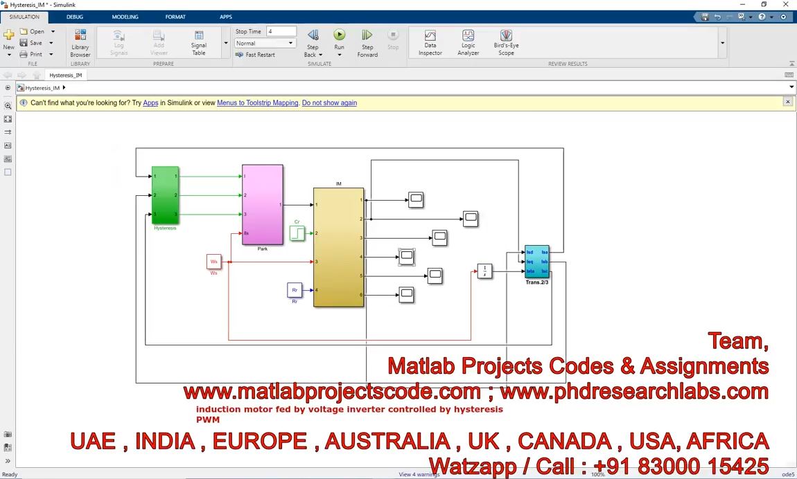 Induction Motor Fed By Voltage Inverter Controlled By Hysteresis Pwm __ Matlab Simulink project thumbnail image