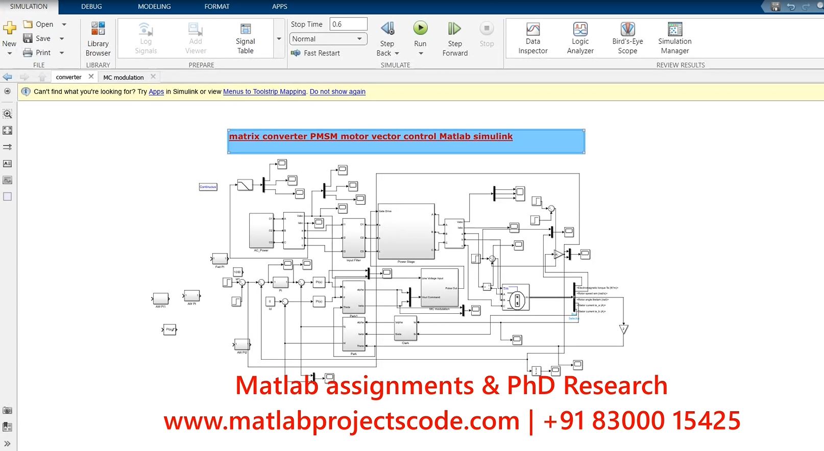 Matrix Converter Pmsm Motor Vector Control - Matlab Simulink Electrical Simulation project thumbnail image