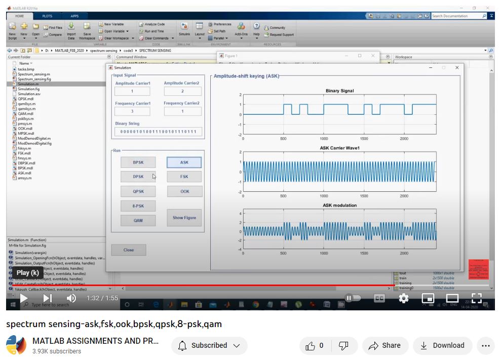 Spectrum Sensing-Ask Fsk Ook Bpsk Qpsk 8-Psk Qam project simulation thumbnail for Communication Systems Engineering